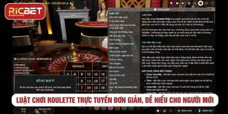 Roulette Trực Tuyến RICBET - Luật Chơi Và Lưu Ý Quản Lý Vốn Luật chơi roulette trực tuyến cho người mới